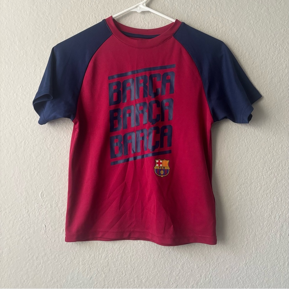 Kids FC Barcelona Navy Training Jersey Poly Shirt Size S- Soccer